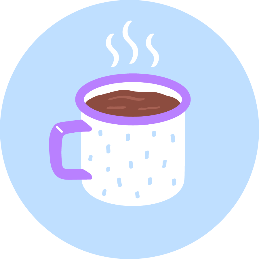 Warm Cup- mini meditation for children, cartoon mug of steaming hot chocolate