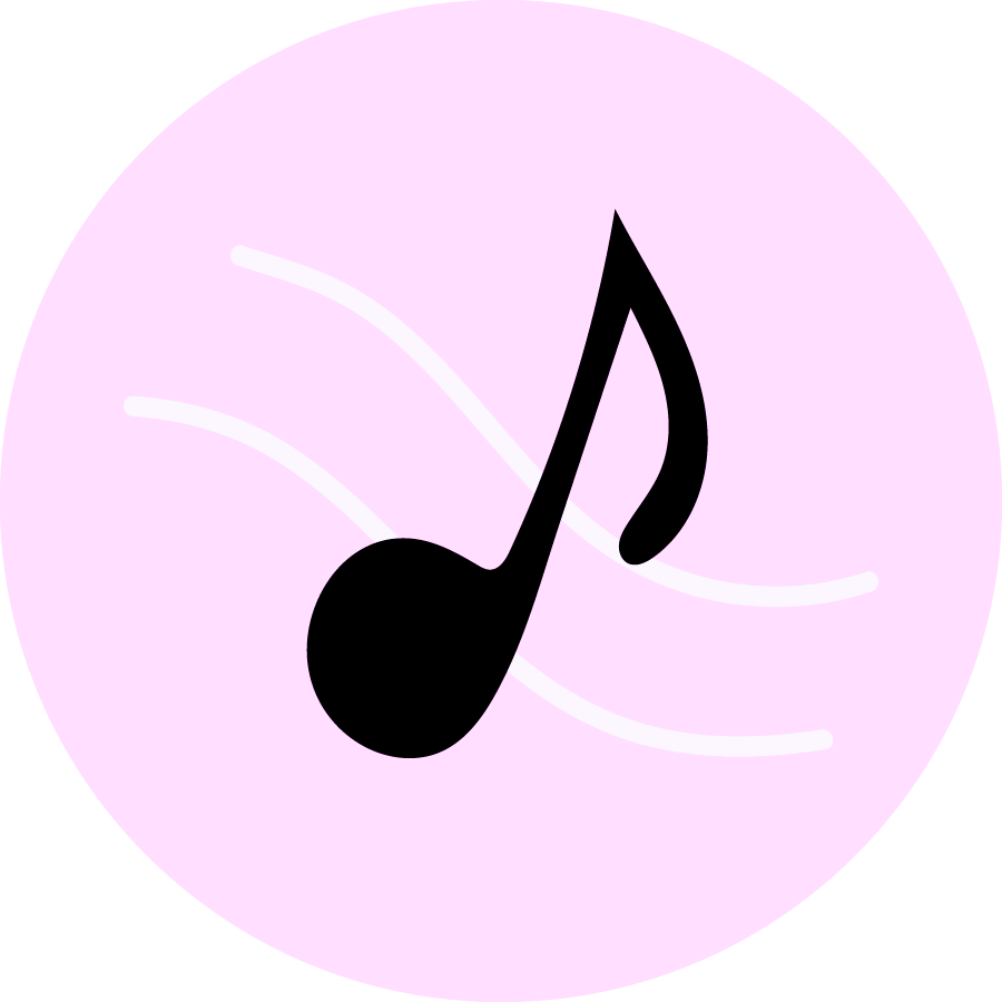 meditation music for children, cartoon music note on pink background