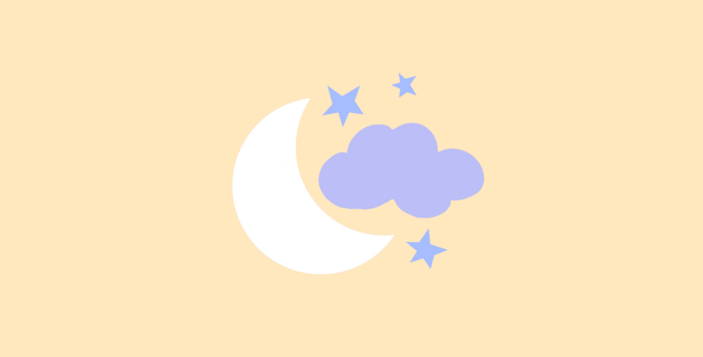 children's sleep, children's sleep loss; cartoon moon on yellow background