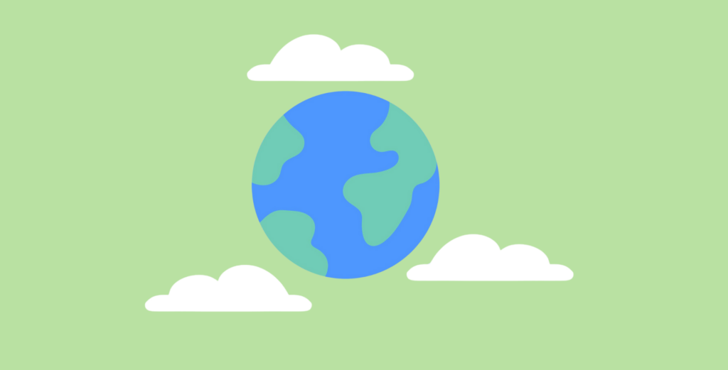 Are kids affected by the news, cartoon globe on green background with white clouds